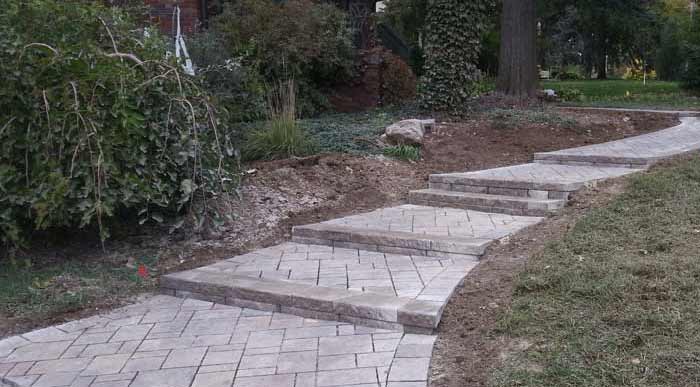 Paved Stone Entry Walkway with Stairs | Landscape Design | Omaha Nebraska