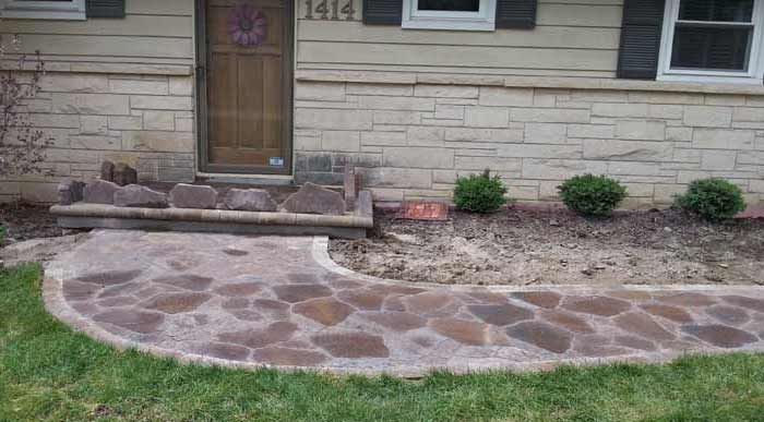 Unique Paved Residential Front Entry Walkway | Landscape Design | Omaha Nebraska