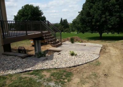 Custom Stair Case with 3" River Rock Landscaping