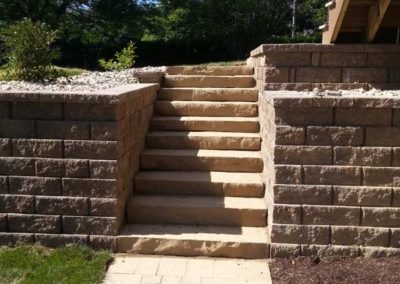 Retaining Wall with Stone Stairs