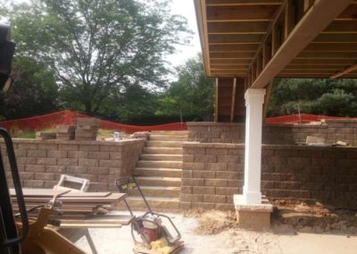 Retaining Wall Construction with Custom Deck