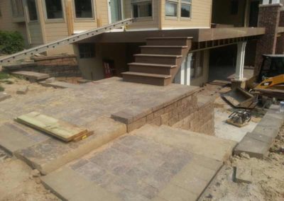 Retaining Wall Construction with Custom Deck
